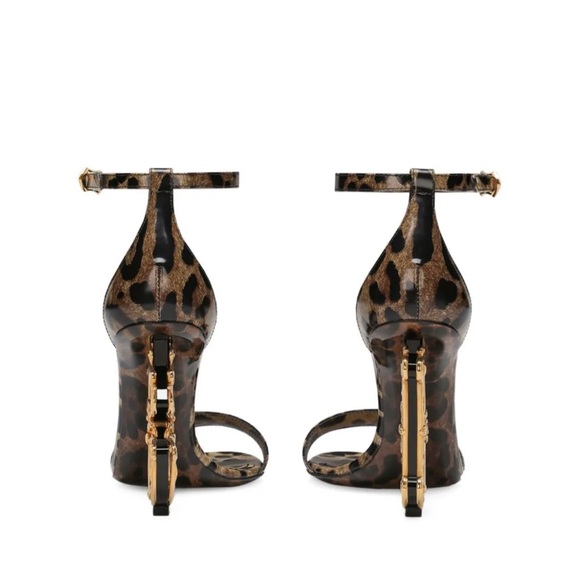 Dolce Gabbana Keira Baroque Logo Leopard Print Heels 37 - Picture 4 of 13